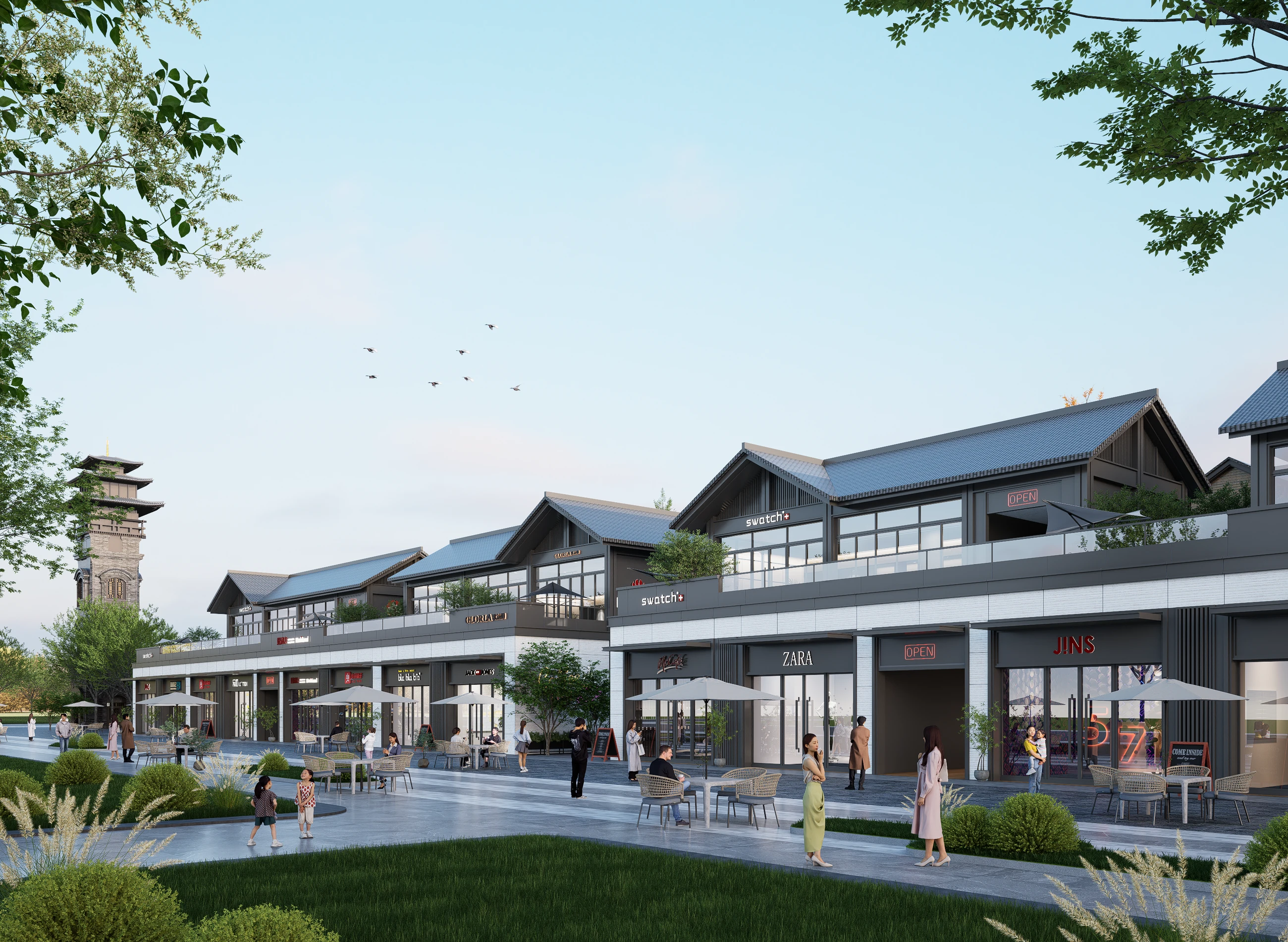 峨眉璞园商业街建筑效果图